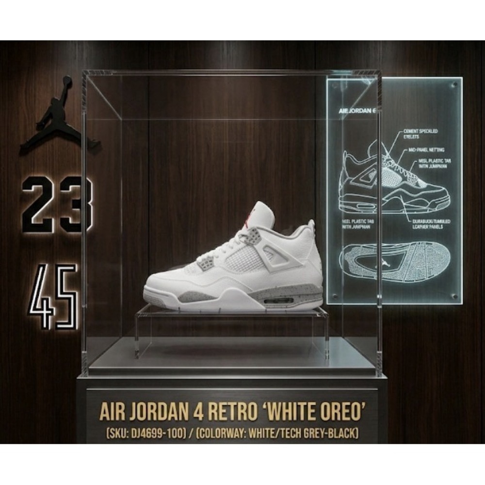 Jordan 4 Retro White Oreo Tech Grey DJ4699-100 Size 5Y Authenticated!! Fast Ship